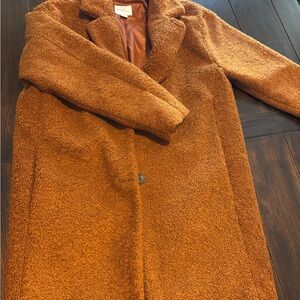 Warm Rust Teddy coat with satin lining
